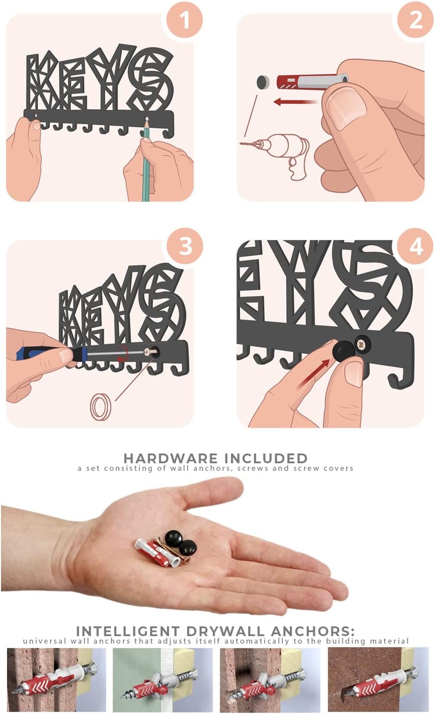 Home Geometryczny - Metalowy Wieszak na Klucze