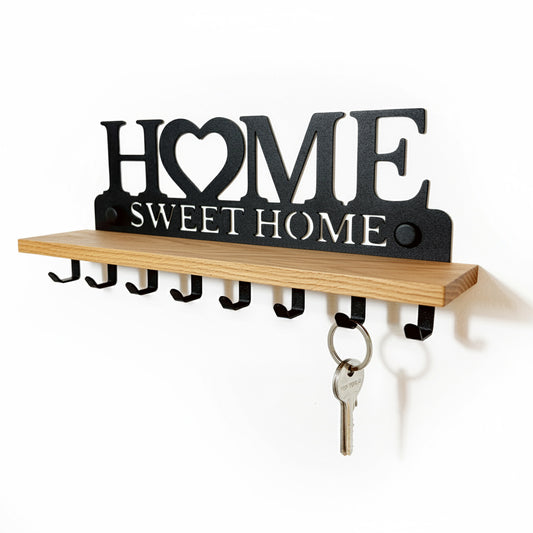 Wieszak na Klucze z Dębową Półką | Naturalne Drewno | Home Sweet Home