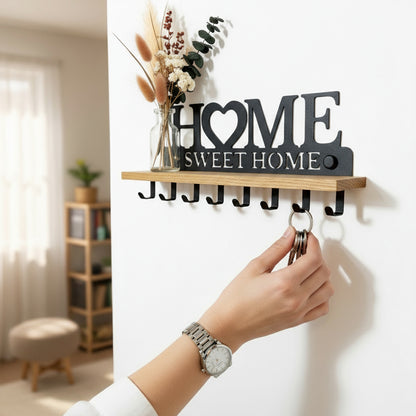 Wieszak na Klucze z Dębową Półką | Naturalne Drewno | Home Sweet Home